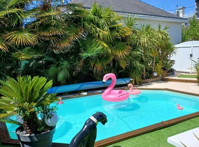 Maison Calme Avec Piscine Palmiers 300M De La Plage Pornichet Centre Privée